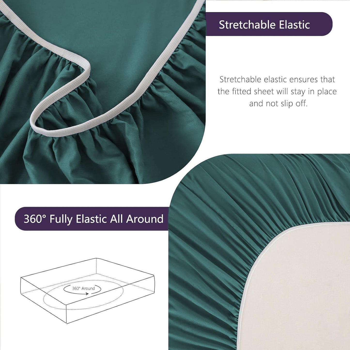 Hotel Soft Bed Sheet Set- Bedding Sheets & Pillowcases -Breathable Bedding - Wrinkle, Fade, Stain Resistant-Deep Pocket Flat Fitted Bed Sheet Set(Biscay blue,King Single)