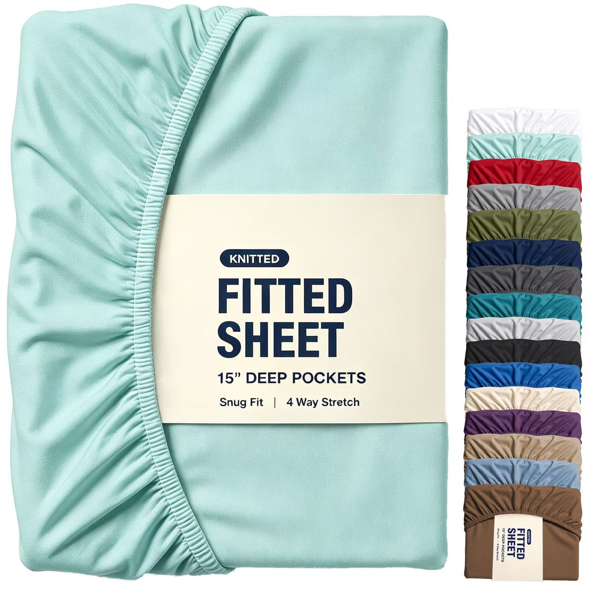 Hotel Quality Fitted Sheet - 1 Piece Fitted Sheet  -Breathable Bedding - Wrinkle, Fade, Stain Resistant- 16inch/40cm Deep Pocket Fitted Bed Sheet-Wrinkle and Fade Resistant,(Ice blue,King Single)