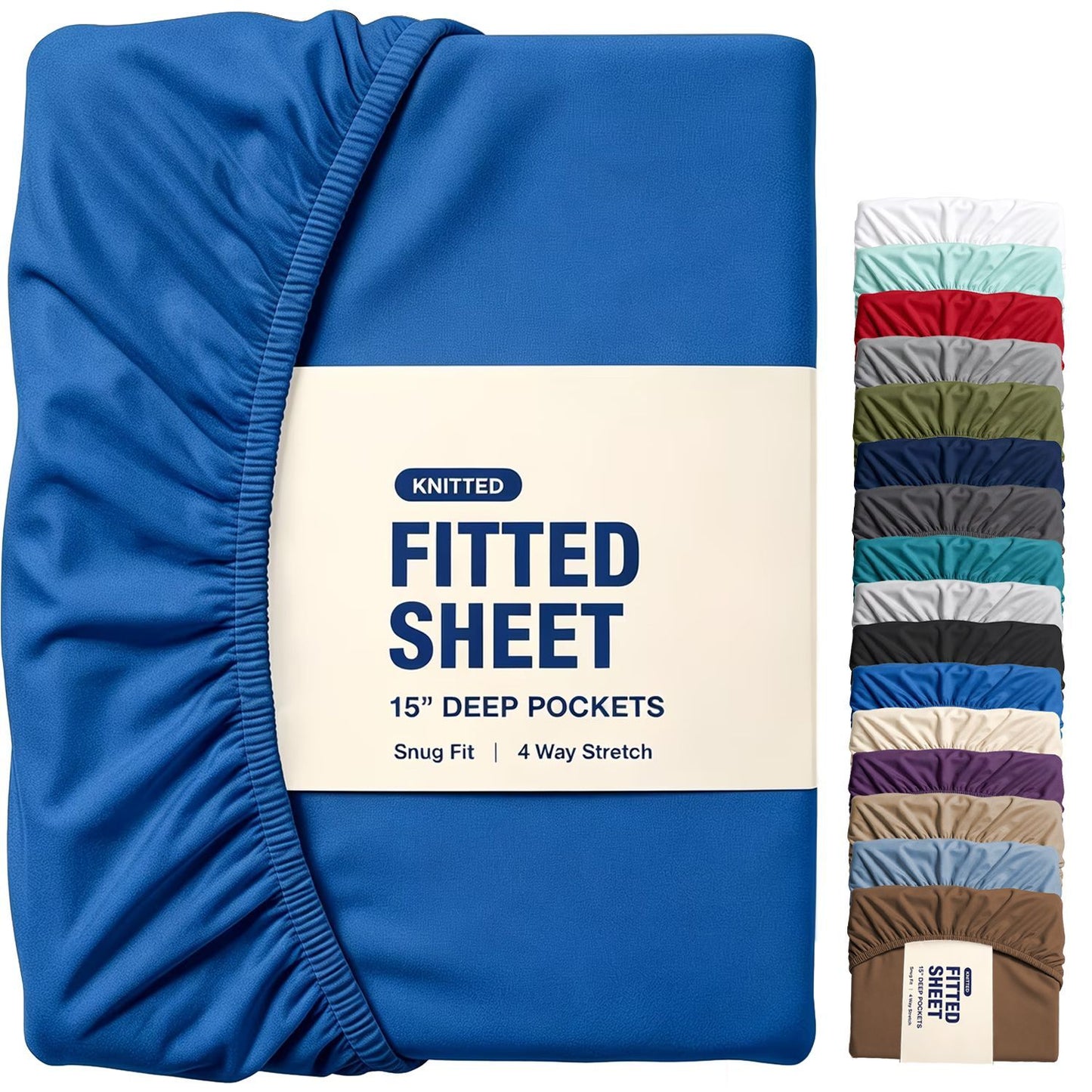 Hotel Quality Fitted Sheet - 1 Piece Fitted Sheet  -Breathable Bedding - Wrinkle, Fade, Stain Resistant- 16inch/40cm Deep Pocket Fitted Bed Sheet-Wrinkle and Fade Resistant,(Royal blue,King Single)
