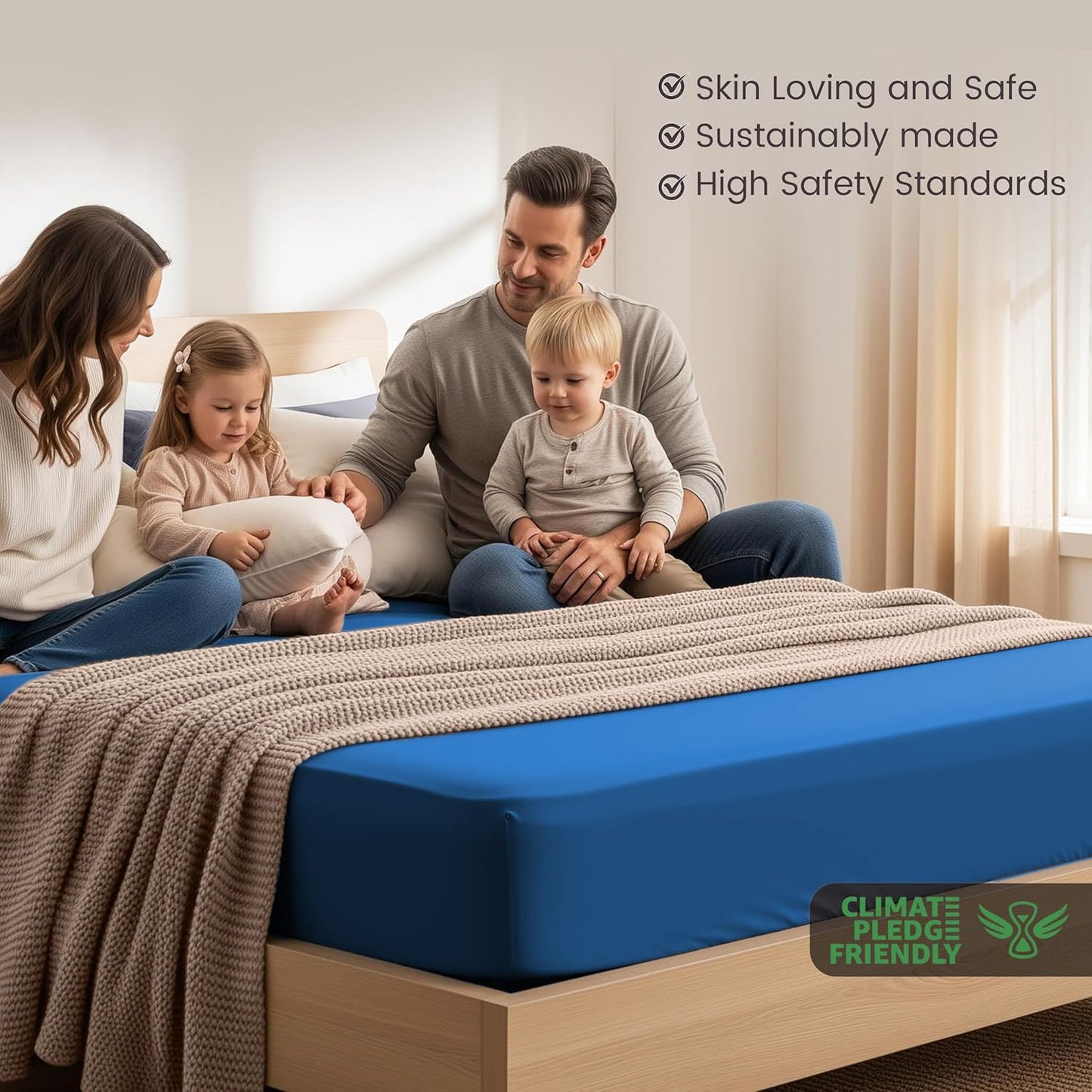 Hotel Quality Fitted Sheet - 1 Piece Fitted Sheet  -Breathable Bedding - Wrinkle, Fade, Stain Resistant- 16inch/40cm Deep Pocket Fitted Bed Sheet-Wrinkle and Fade Resistant,(Royal blue,King Single)