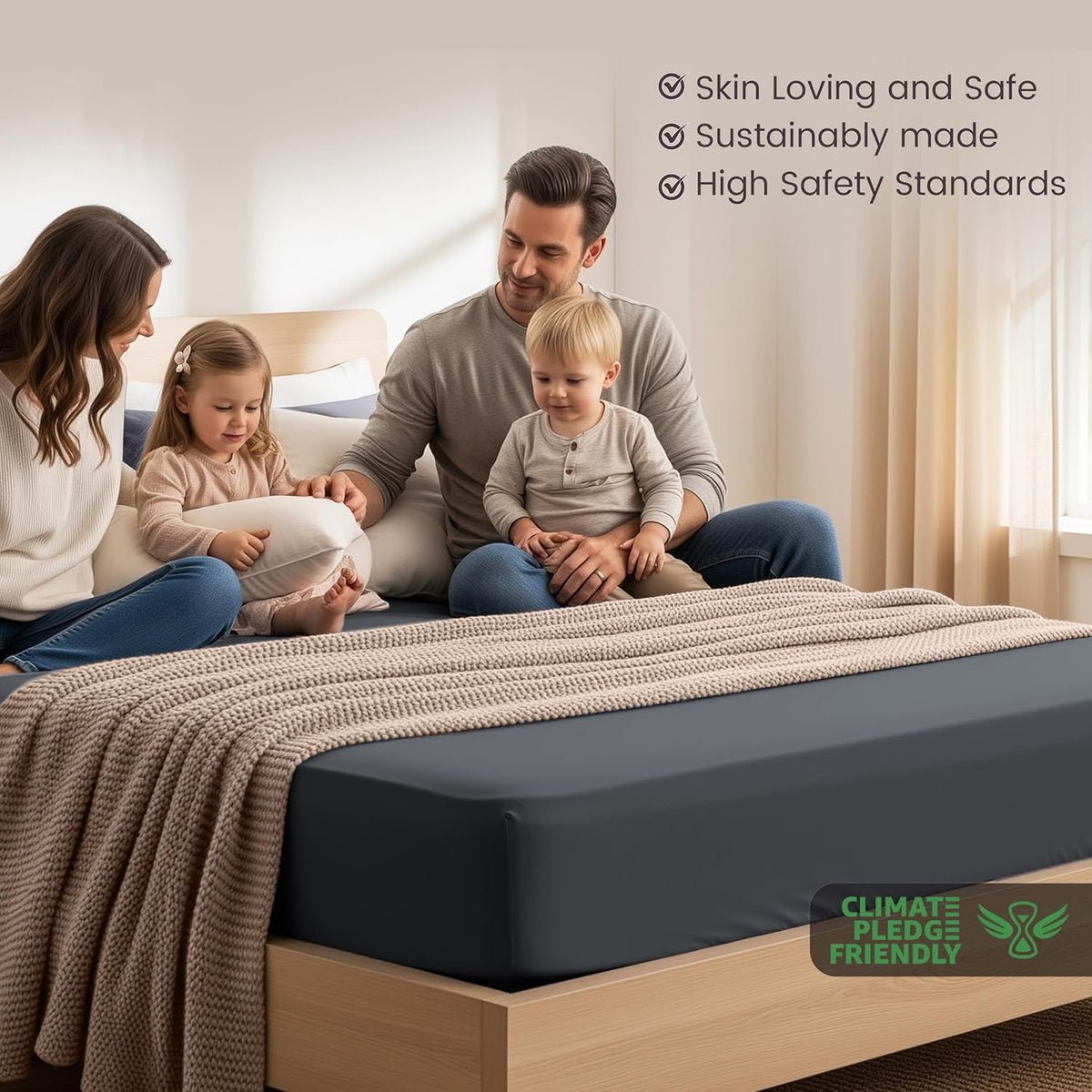 Hotel Quality Fitted Sheet - 1 Piece Fitted Sheet  -Breathable Bedding - Wrinkle, Fade, Stain Resistant- 16inch/40cm Deep Pocket Fitted Bed Sheet-Wrinkle and Fade Resistant,(Dark gray,King Single)