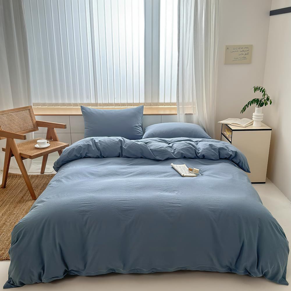 Hotel Soft Microfiber Duvet Cover Set-2000TC Quilt Cover Set & Pillowcases -1 Donna Cover Zipper Closure & 1 x Pillowcases-Breathable Bedding - Wrinkle, Fade, Stain Resistant(Ocean,Queen)