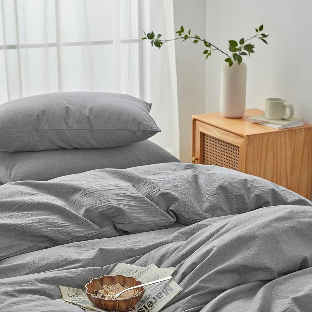 Hotel Soft Microfiber Duvet Cover Set-2000TC Quilt Cover Set & Pillowcases -1 Donna Cover Zipper Closure & 1 x Pillowcases-Breathable Bedding - Wrinkle, Fade, Stain Resistant(Grey,Queen)