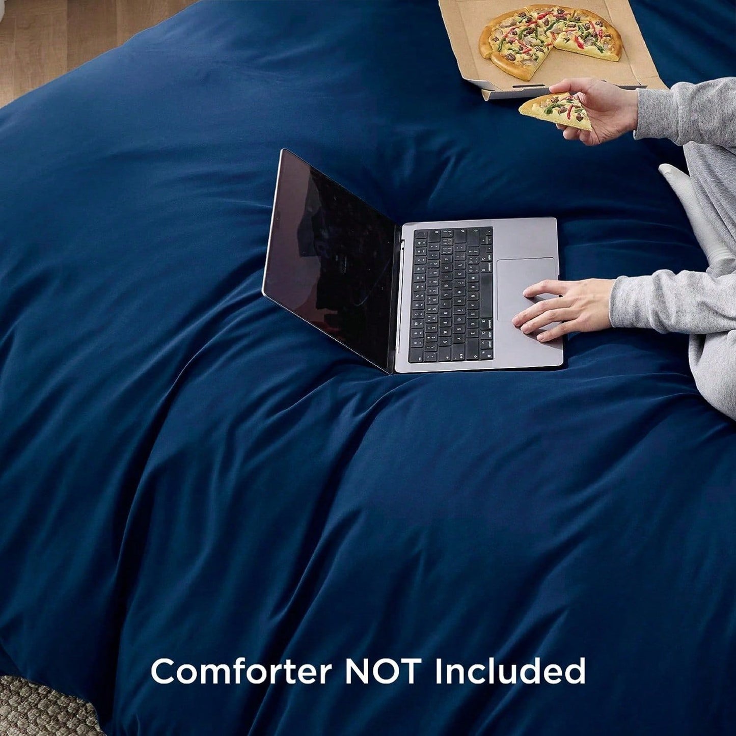Hotel Soft Microfiber Duvet Cover Set-2000TC Quilt Cover Set & Pillowcases -1 Donna Cover Zipper Closure & 1 x Pillowcases-Breathable Bedding - Wrinkle, Fade, Stain Resistant(Navy,Queen)