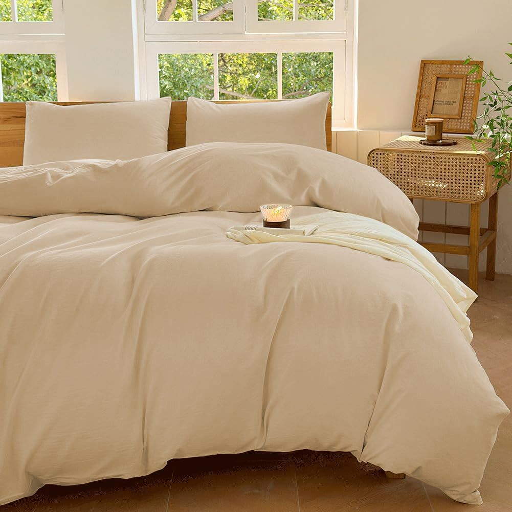 Hotel Soft Microfiber Duvet Cover Set-2000TC Quilt Cover Set & Pillowcases -1 Donna Cover Zipper Closure & 1 x Pillowcases-Breathable Bedding - Wrinkle, Fade, Stain Resistant(Camel Beige,Queen)