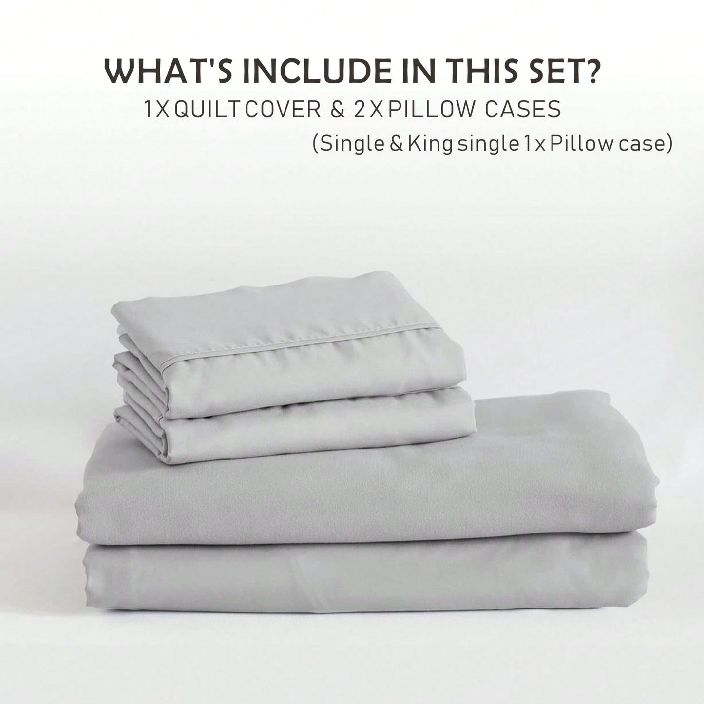 Hotel Soft Microfiber Duvet Cover Set-2000TC Quilt Cover Set & Pillowcases -1 Donna Cover Zipper Closure & 1 x Pillowcases-Breathable Bedding - Wrinkle, Fade, Stain Resistant(Silver-gray,Queen)