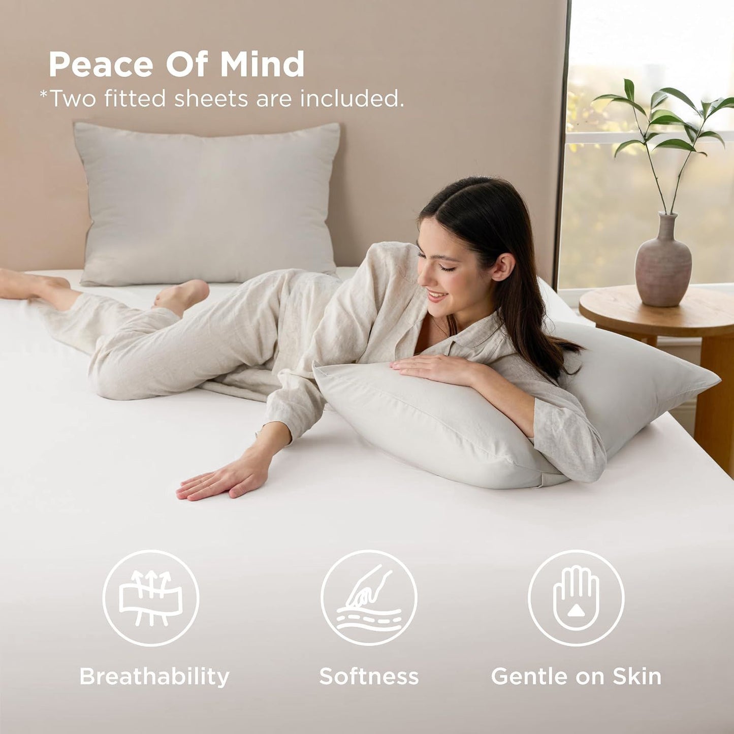 Hotel Soft Bed Sheet Set- Bedding Sheets & Pillowcases -Breathable Bedding - Wrinkle, Fade, Stain Resistant-Deep Pocket Flat Fitted Bed Sheet Set(White,Queen)