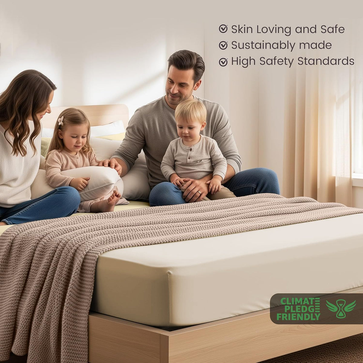 Hotel Quality Fitted Sheet - 1 Piece Fitted Sheet  -Breathable Bedding - Wrinkle, Fade, Stain Resistant- 16inch/40cm Deep Pocket Fitted Bed Sheet-Wrinkle and Fade Resistant,(Cream White,Queen)