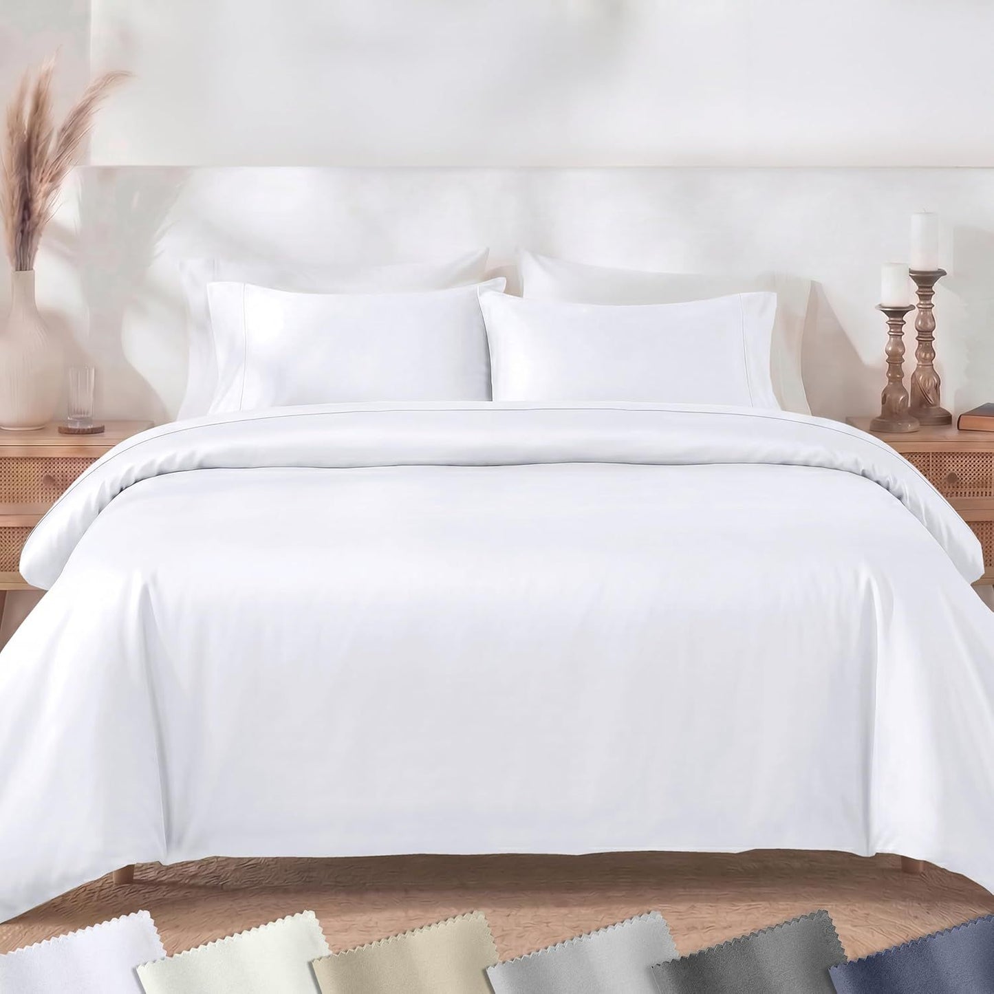 Hotel Soft Microfiber Duvet Cover Set-2000TC Quilt Cover Set & Pillowcases -1 Donna Cover Zipper Closure & 1 x Pillowcases-Breathable Bedding - Wrinkle, Fade, Stain Resistant(White,Single)
