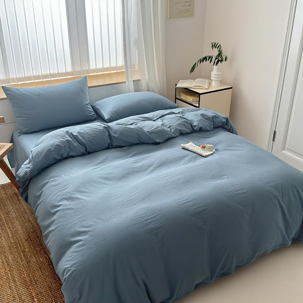 Hotel Soft Microfiber Duvet Cover Set-2000TC Quilt Cover Set & Pillowcases -1 Donna Cover Zipper Closure & 1 x Pillowcases-Breathable Bedding - Wrinkle, Fade, Stain Resistant(Ocean,Single)