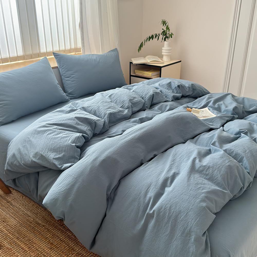 Hotel Soft Microfiber Duvet Cover Set-2000TC Quilt Cover Set & Pillowcases -1 Donna Cover Zipper Closure & 1 x Pillowcases-Breathable Bedding - Wrinkle, Fade, Stain Resistant(Ocean,Single)