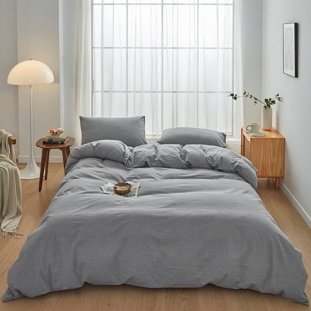 Hotel Soft Microfiber Duvet Cover Set-2000TC Quilt Cover Set & Pillowcases -1 Donna Cover Zipper Closure & 1 x Pillowcases-Breathable Bedding - Wrinkle, Fade, Stain Resistant(Grey,Single)