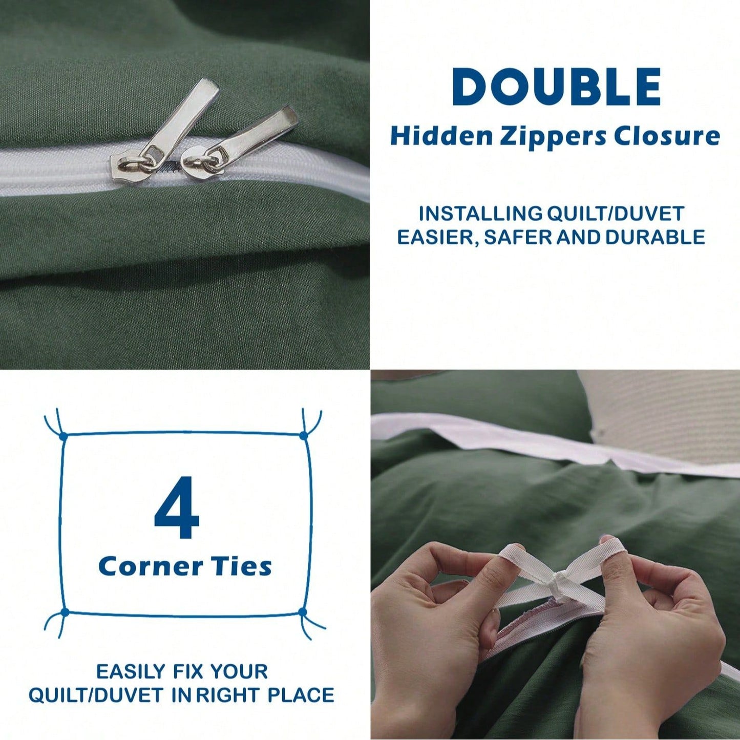 Hotel Soft Microfiber Duvet Cover Set-2000TC Quilt Cover Set & Pillowcases -1 Donna Cover Zipper Closure & 1 x Pillowcases-Breathable Bedding - Wrinkle, Fade, Stain Resistant(Olive green,Single)