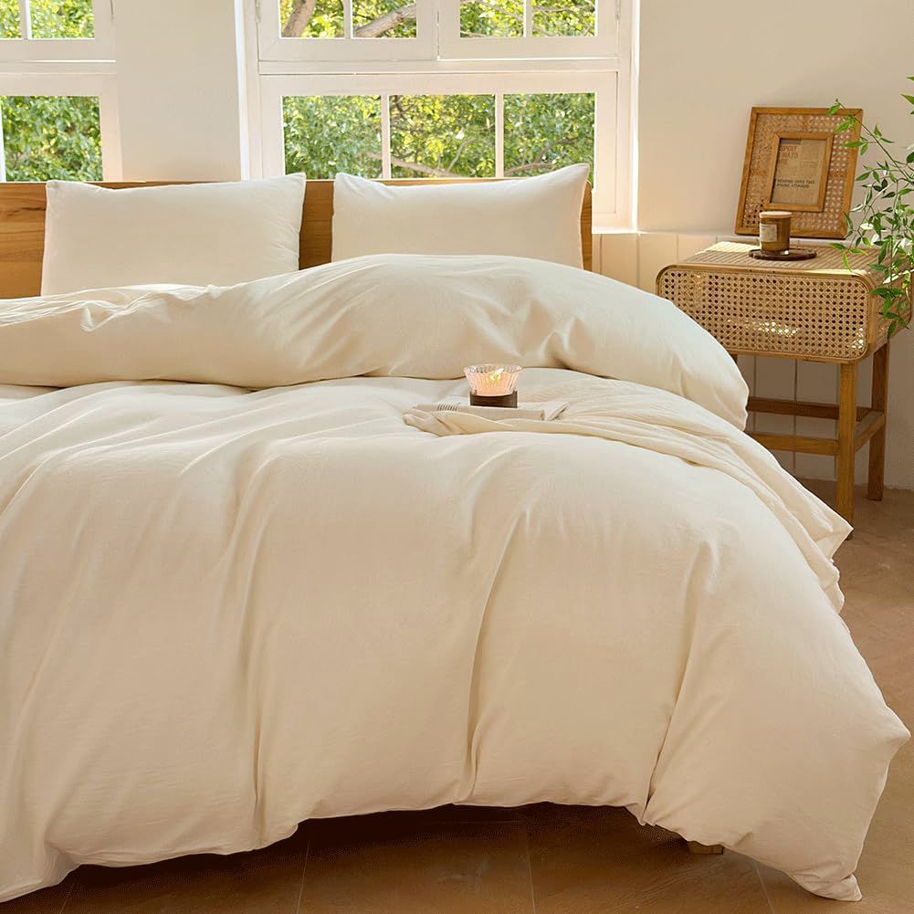 Hotel Soft Microfiber Duvet Cover Set-2000TC Quilt Cover Set & Pillowcases -1 Donna Cover Zipper Closure & 1 x Pillowcases-Breathable Bedding - Wrinkle, Fade, Stain Resistant(Cream White,Single)