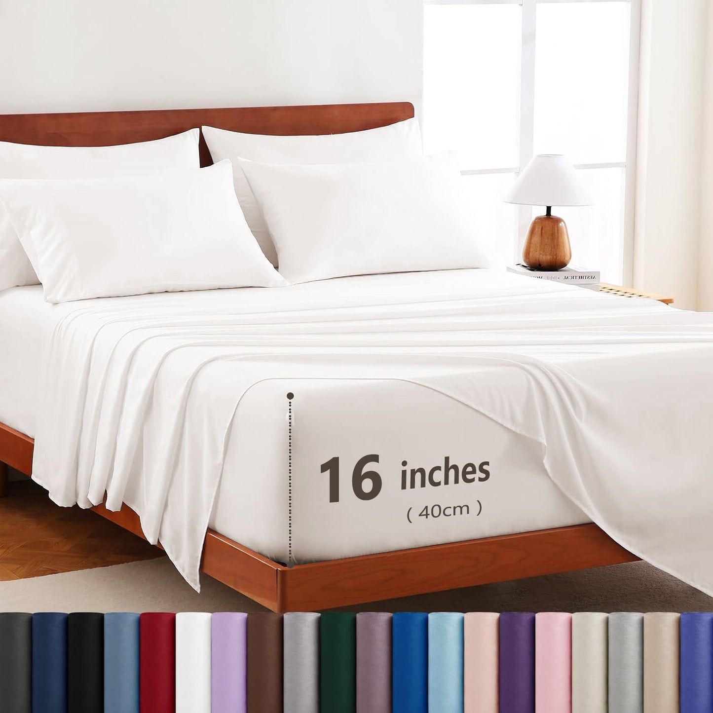Hotel Soft Bed Sheet Set- Bedding Sheets & Pillowcases -Breathable Bedding - Wrinkle, Fade, Stain Resistant-Deep Pocket Flat Fitted Bed Sheet Set(White,Single)