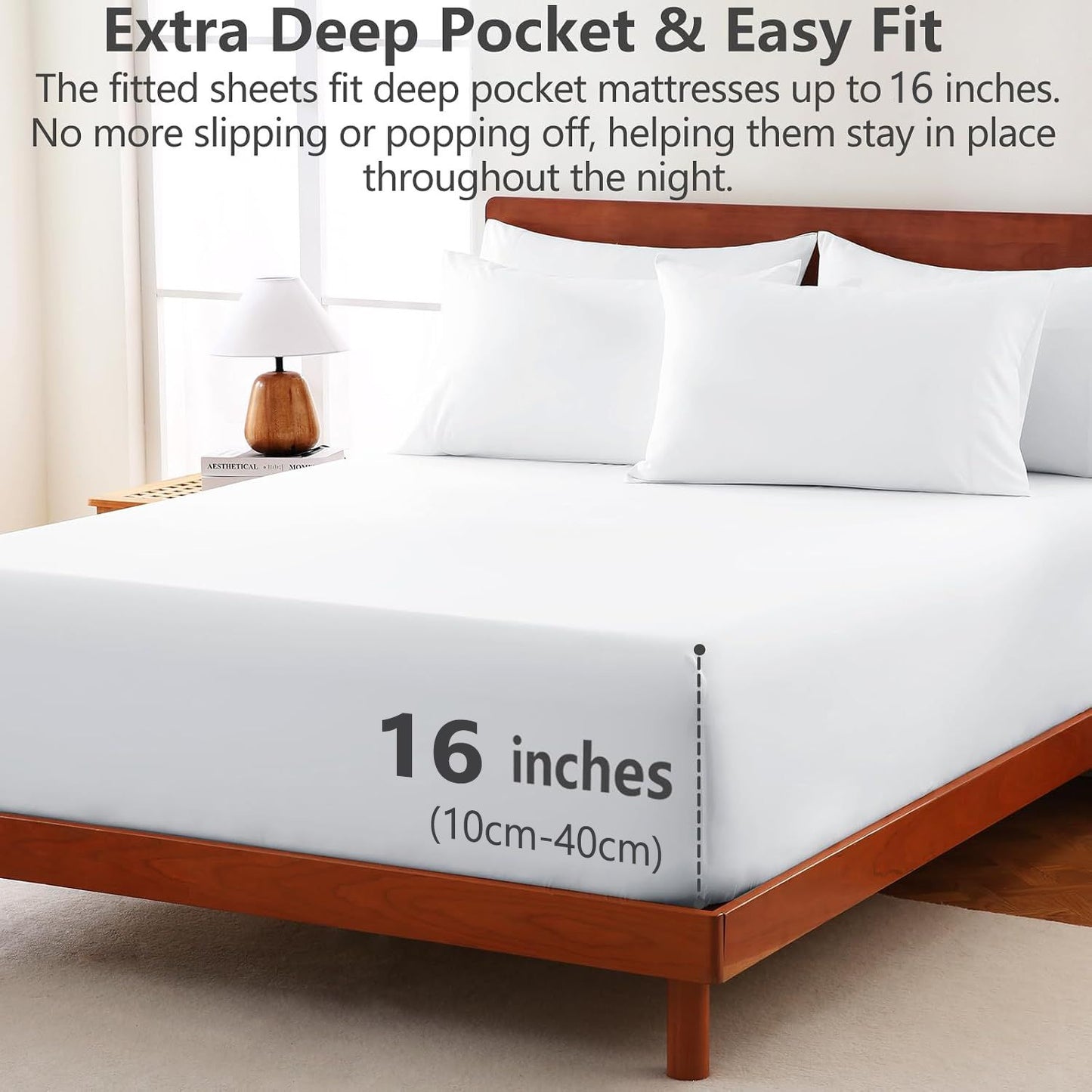 Hotel Soft Bed Sheet Set- Bedding Sheets & Pillowcases -Breathable Bedding - Wrinkle, Fade, Stain Resistant-Deep Pocket Flat Fitted Bed Sheet Set(Raw white,Single)
