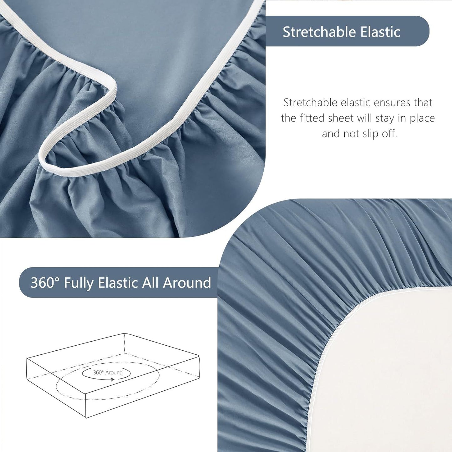 Hotel Soft Bed Sheet Set- Bedding Sheets & Pillowcases -Breathable Bedding - Wrinkle, Fade, Stain Resistant-Deep Pocket Flat Fitted Bed Sheet Set(Ocean,Single)