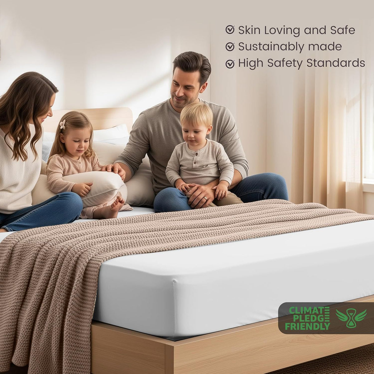 Hotel Quality Fitted Sheet - 1 Piece Fitted Sheet  -Breathable Bedding - Wrinkle, Fade, Stain Resistant- 16inch/40cm Deep Pocket Fitted Bed Sheet-Wrinkle and Fade Resistant,(White,Single)