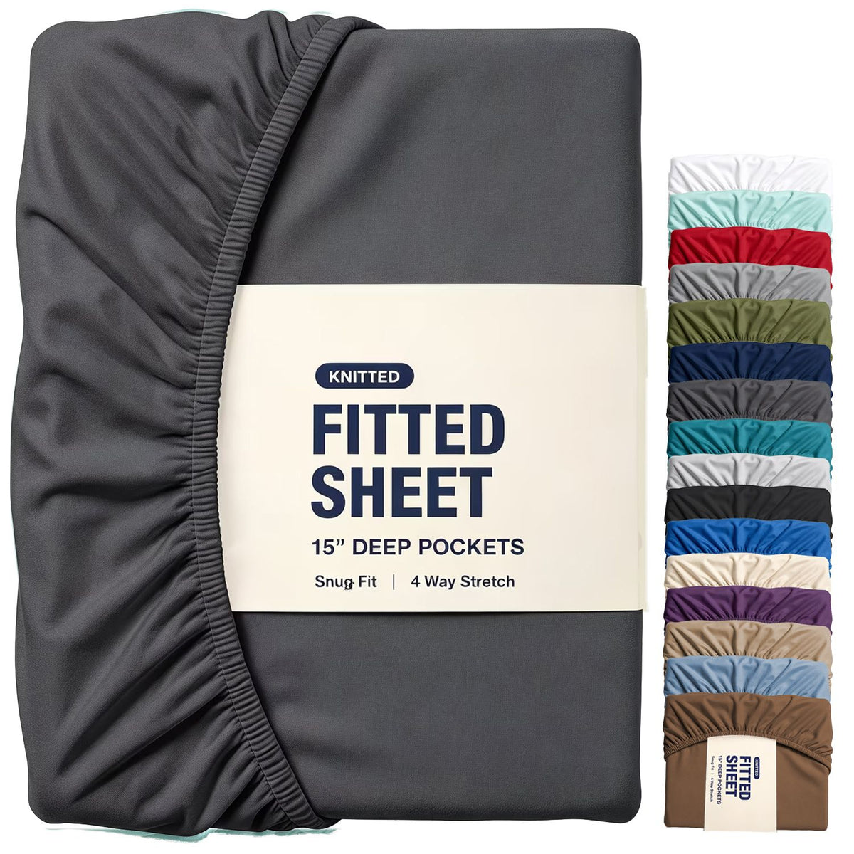 Hotel Quality Fitted Sheet - 1 Piece Fitted Sheet  -Breathable Bedding - Wrinkle, Fade, Stain Resistant- 16inch/40cm Deep Pocket Fitted Bed Sheet-Wrinkle and Fade Resistant,(Dark gray,Single)