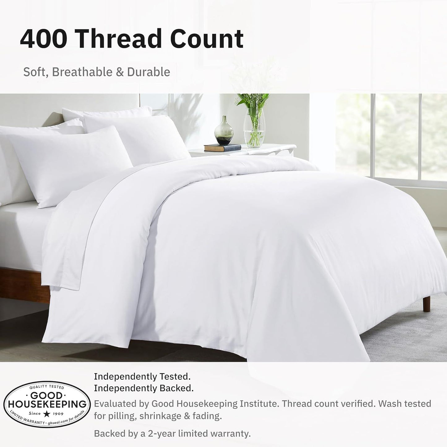 Hotel Soft Microfiber Duvet Cover Set-2000TC Quilt Cover Set & Pillowcases -1 Donna Cover Zipper Closure & 1 x Pillowcases-Breathable Bedding - Wrinkle, Fade, Stain Resistant(White,Super King)