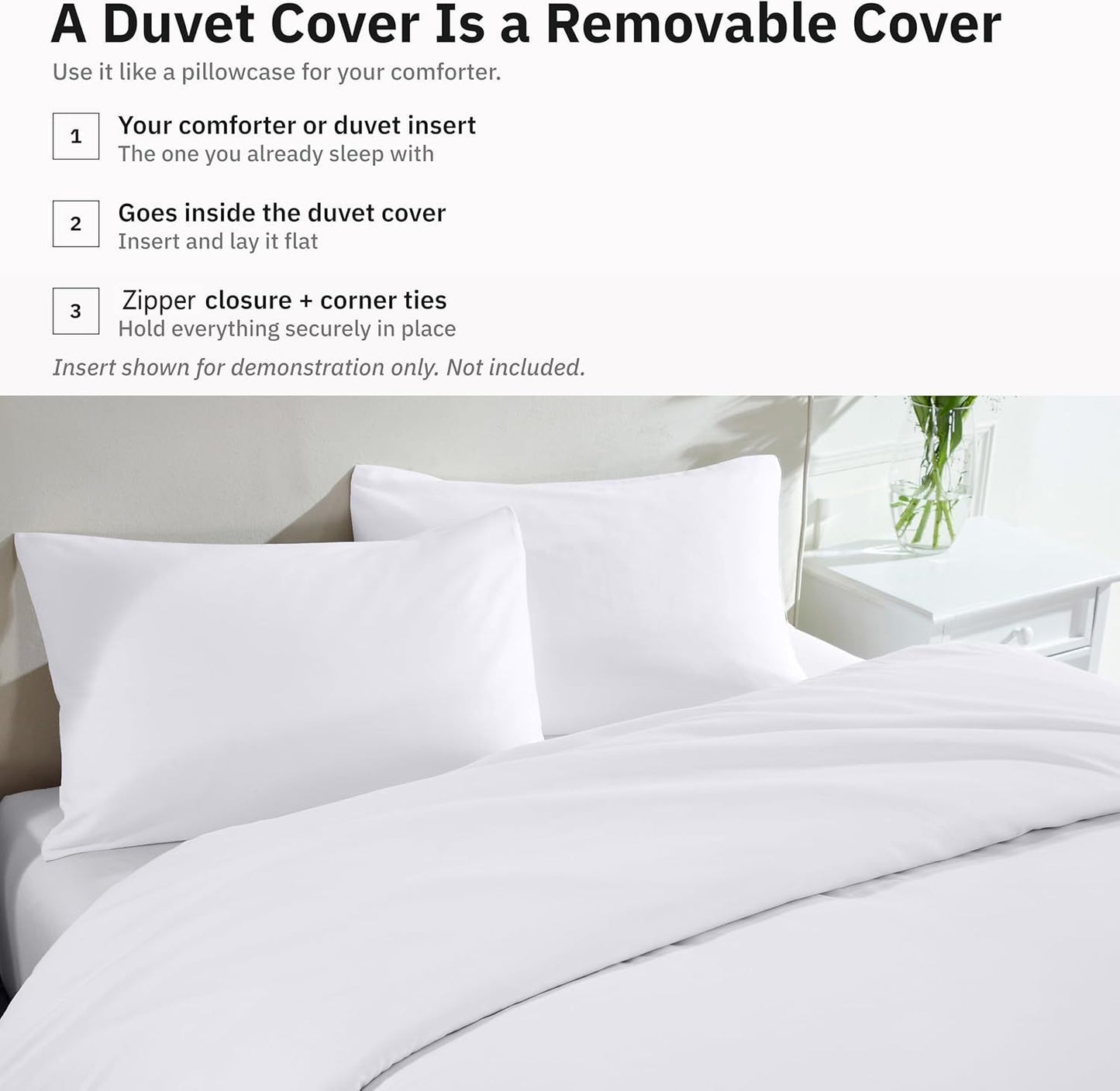 Hotel Soft Microfiber Duvet Cover Set-2000TC Quilt Cover Set & Pillowcases -1 Donna Cover Zipper Closure & 1 x Pillowcases-Breathable Bedding - Wrinkle, Fade, Stain Resistant(White,Super King)