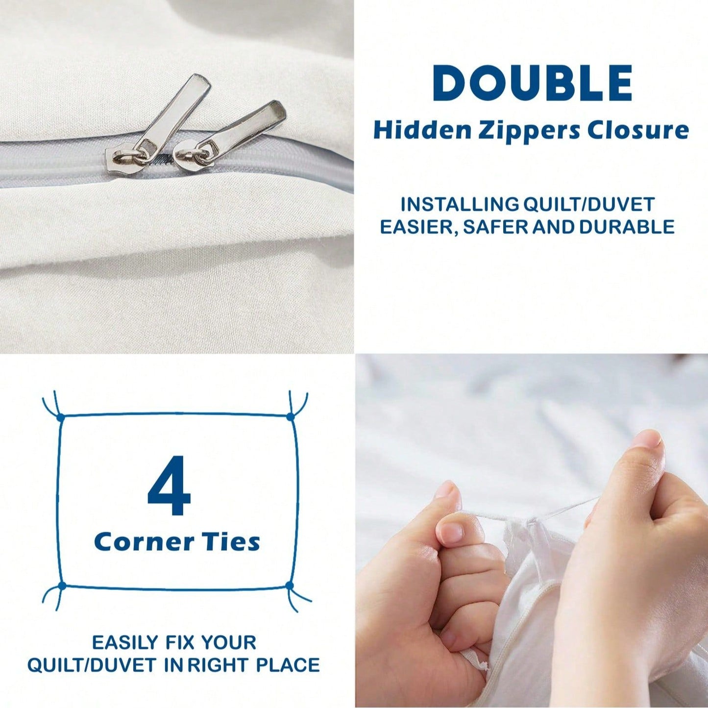 Hotel Soft Microfiber Duvet Cover Set-2000TC Quilt Cover Set & Pillowcases -1 Donna Cover Zipper Closure & 1 x Pillowcases-Breathable Bedding - Wrinkle, Fade, Stain Resistant(Raw white,Super King)