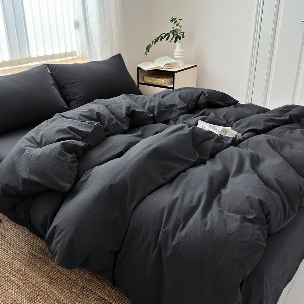 Hotel Soft Microfiber Duvet Cover Set-2000TC Quilt Cover Set & Pillowcases -1 Donna Cover Zipper Closure & 1 x Pillowcases-Breathable Bedding - Wrinkle, Fade, Stain Resistant(Black,Super King)