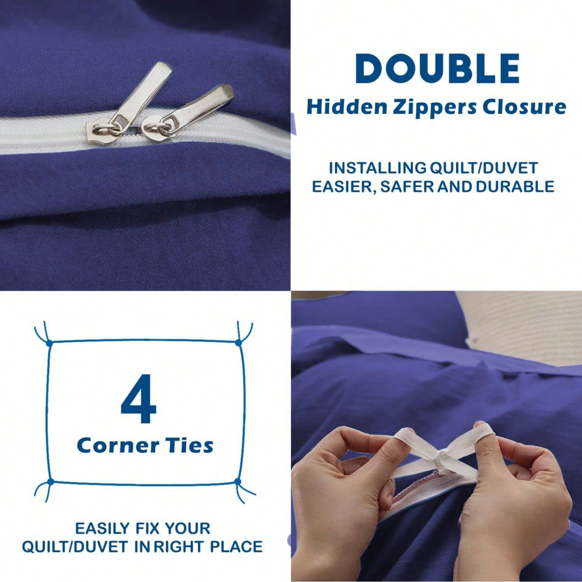 Hotel Soft Microfiber Duvet Cover Set-2000TC Quilt Cover Set & Pillowcases -1 Donna Cover Zipper Closure & 1 x Pillowcases-Breathable Bedding - Wrinkle, Fade, Stain Resistant(Royal blue,Super King)