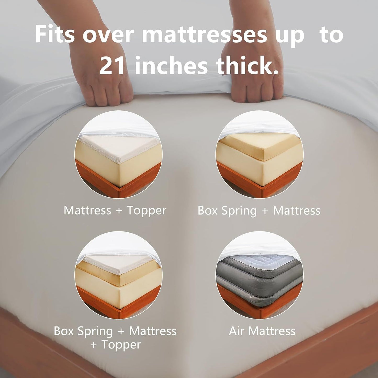 Hotel Soft Bed Sheet Set- Bedding Sheets & Pillowcases -Breathable Bedding - Wrinkle, Fade, Stain Resistant-Deep Pocket Flat Fitted Bed Sheet Set(Raw white,Super King)