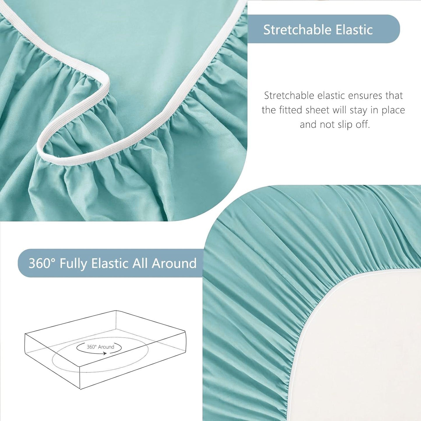 Hotel Soft Bed Sheet Set- Bedding Sheets & Pillowcases -Breathable Bedding - Wrinkle, Fade, Stain Resistant-Deep Pocket Flat Fitted Bed Sheet Set(Ice Blue,Super King)
