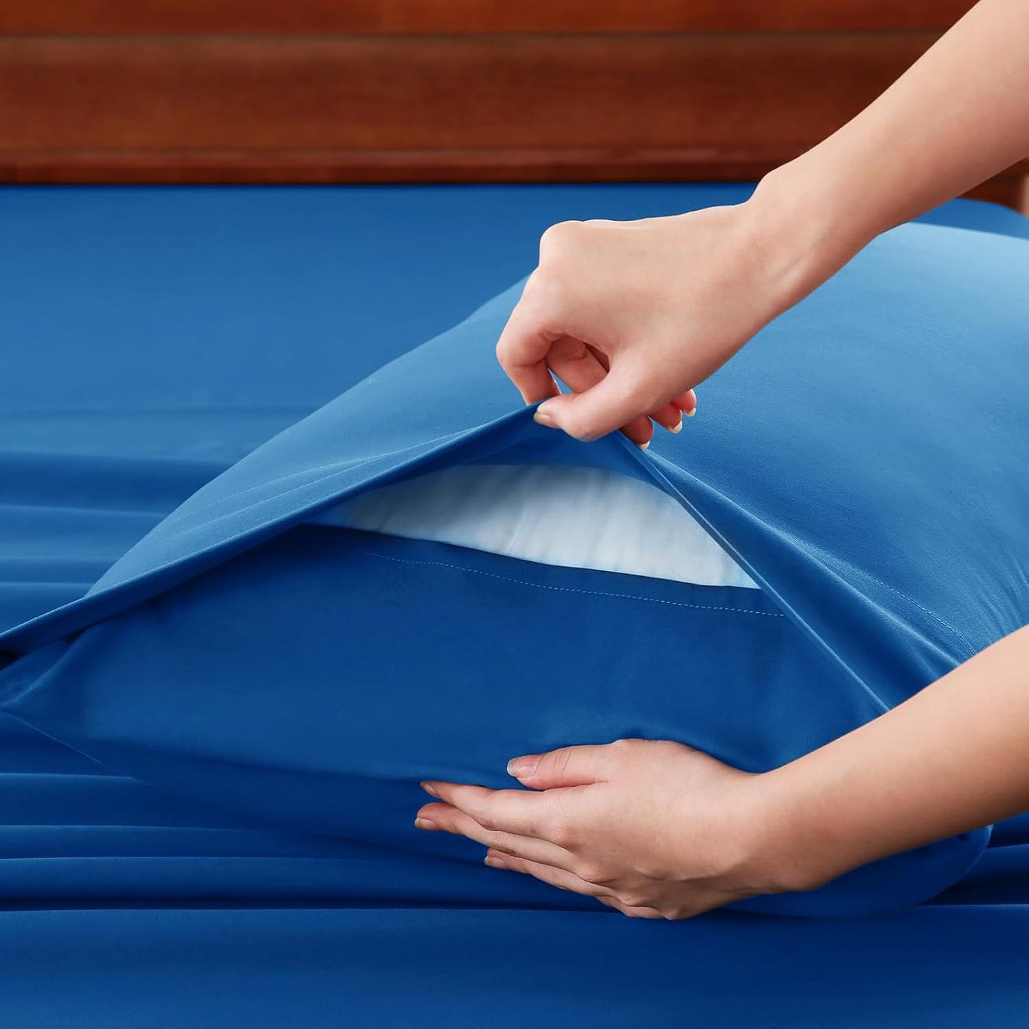 Hotel Soft Bed Sheet Set- Bedding Sheets & Pillowcases -Breathable Bedding - Wrinkle, Fade, Stain Resistant-Deep Pocket Flat Fitted Bed Sheet Set(Royal blue,Super King)