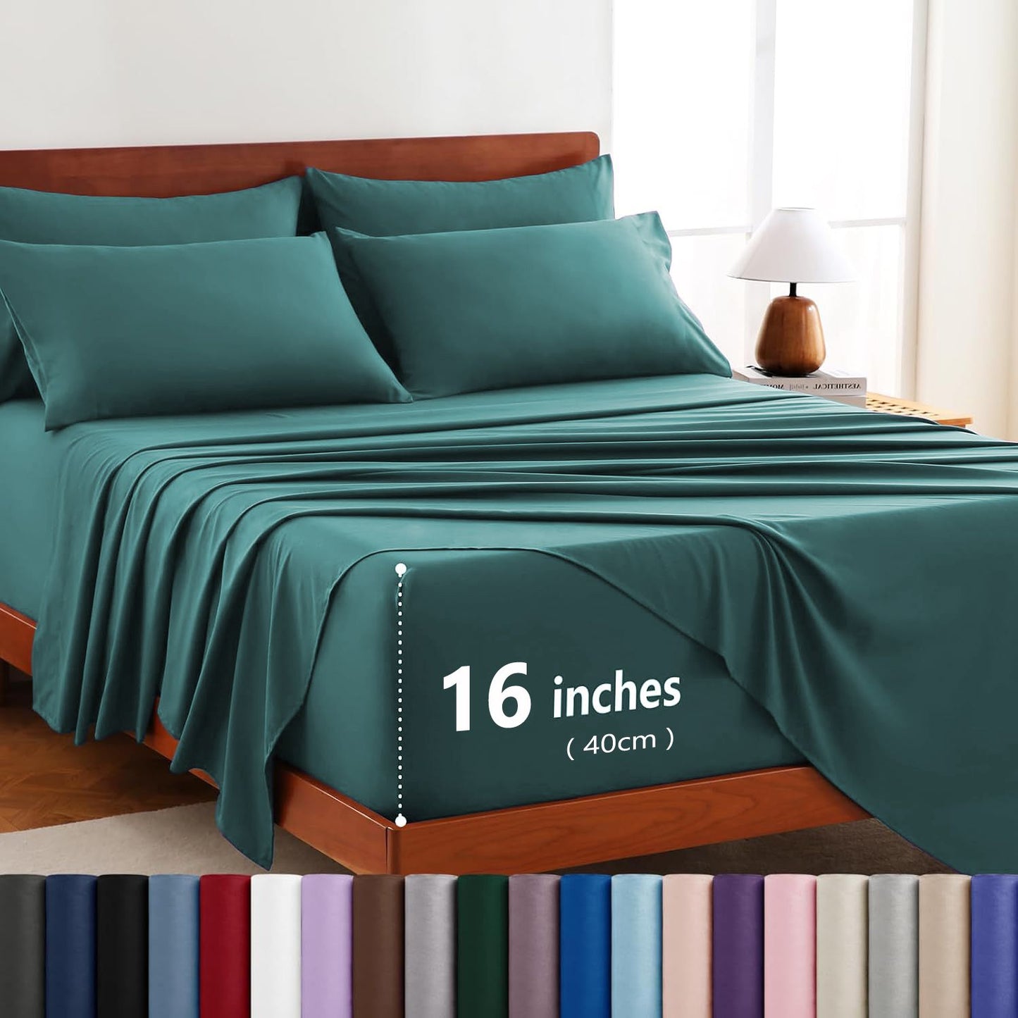 Hotel Soft Bed Sheet Set- Bedding Sheets & Pillowcases -Breathable Bedding - Wrinkle, Fade, Stain Resistant-Deep Pocket Flat Fitted Bed Sheet Set(Biscay blue,Super King)