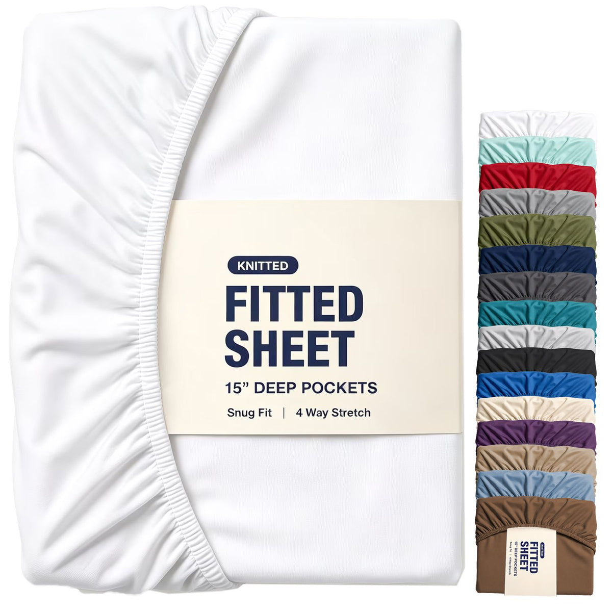 Hotel Quality Fitted Sheet - 1 Piece Fitted Sheet  -Breathable Bedding - Wrinkle, Fade, Stain Resistant- 16inch/40cm Deep Pocket Fitted Bed Sheet-Wrinkle and Fade Resistant,(White,Super King)
