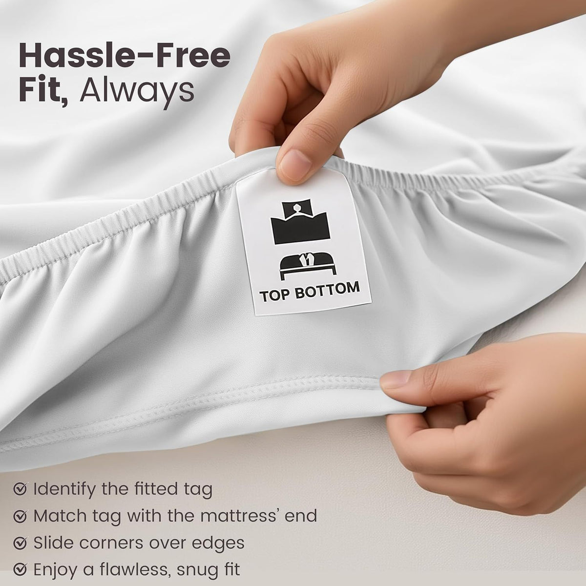 Hotel Quality Fitted Sheet - 1 Piece Fitted Sheet  -Breathable Bedding - Wrinkle, Fade, Stain Resistant- 16inch/40cm Deep Pocket Fitted Bed Sheet-Wrinkle and Fade Resistant,(White,Super King)