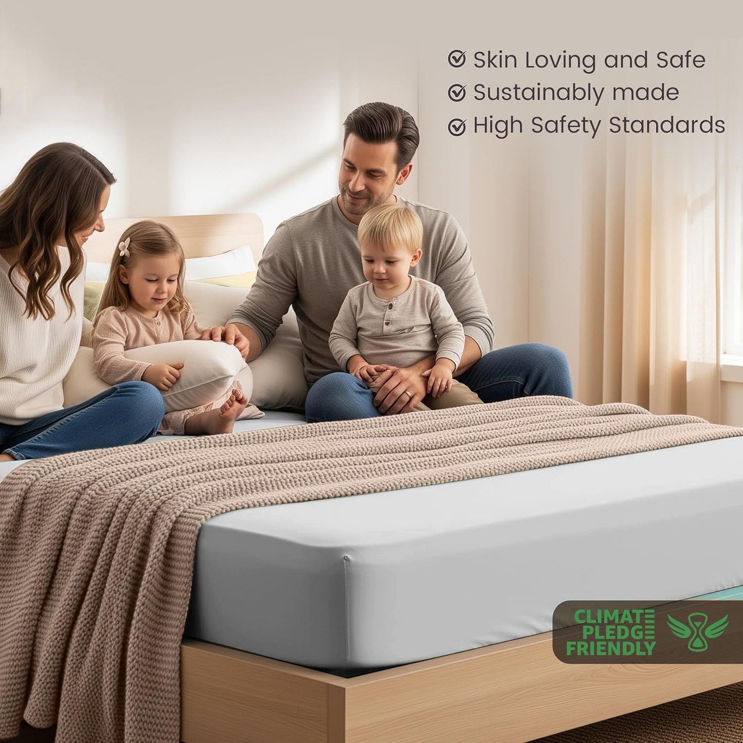 Hotel Quality Fitted Sheet - 1 Piece Fitted Sheet  -Breathable Bedding - Wrinkle, Fade, Stain Resistant- 16inch/40cm Deep Pocket Fitted Bed Sheet-Wrinkle and Fade Resistant,(Silver-gray,Super King)