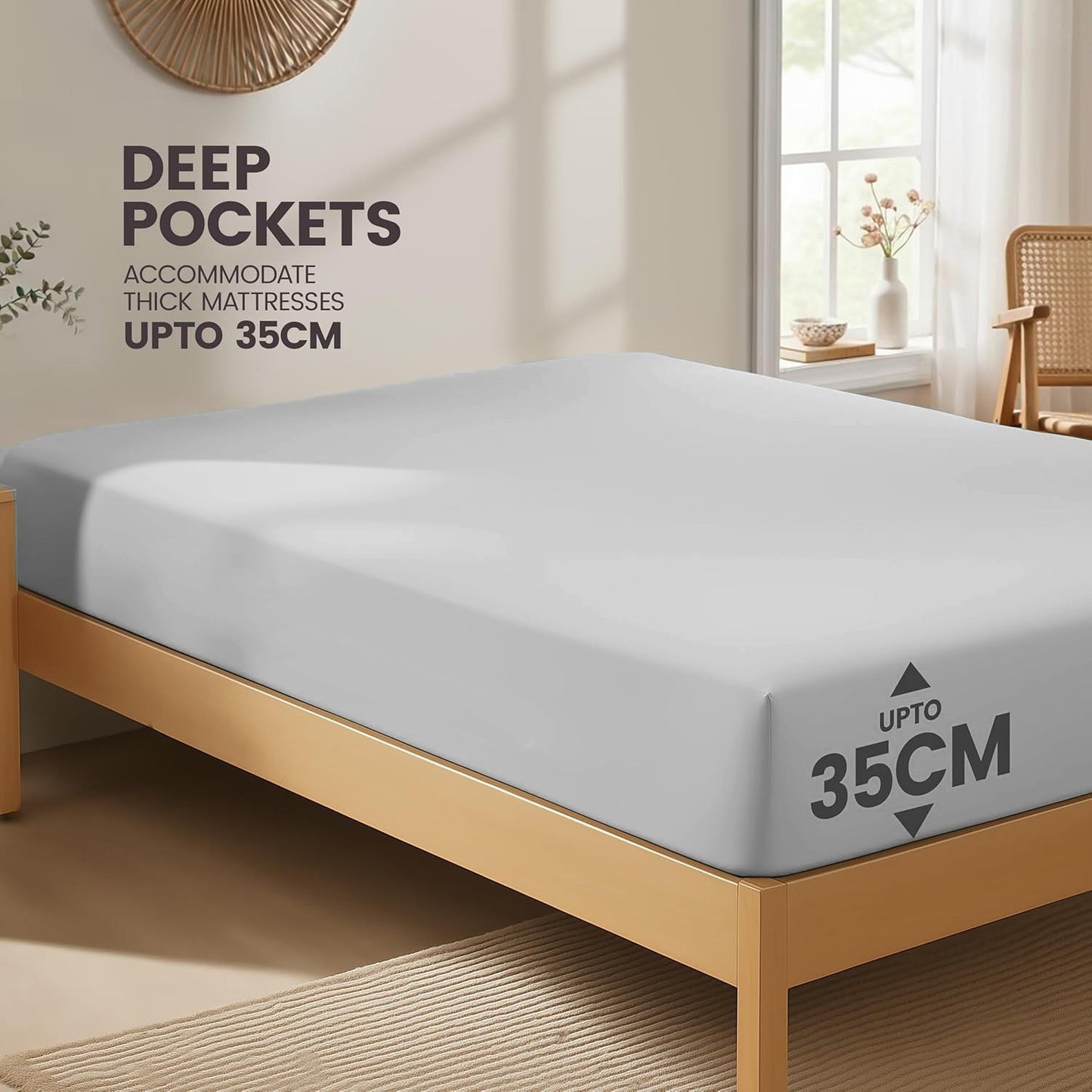 Hotel Quality Fitted Sheet - 1 Piece Fitted Sheet  -Breathable Bedding - Wrinkle, Fade, Stain Resistant- 16inch/40cm Deep Pocket Fitted Bed Sheet-Wrinkle and Fade Resistant,(Silver-gray,Super King)
