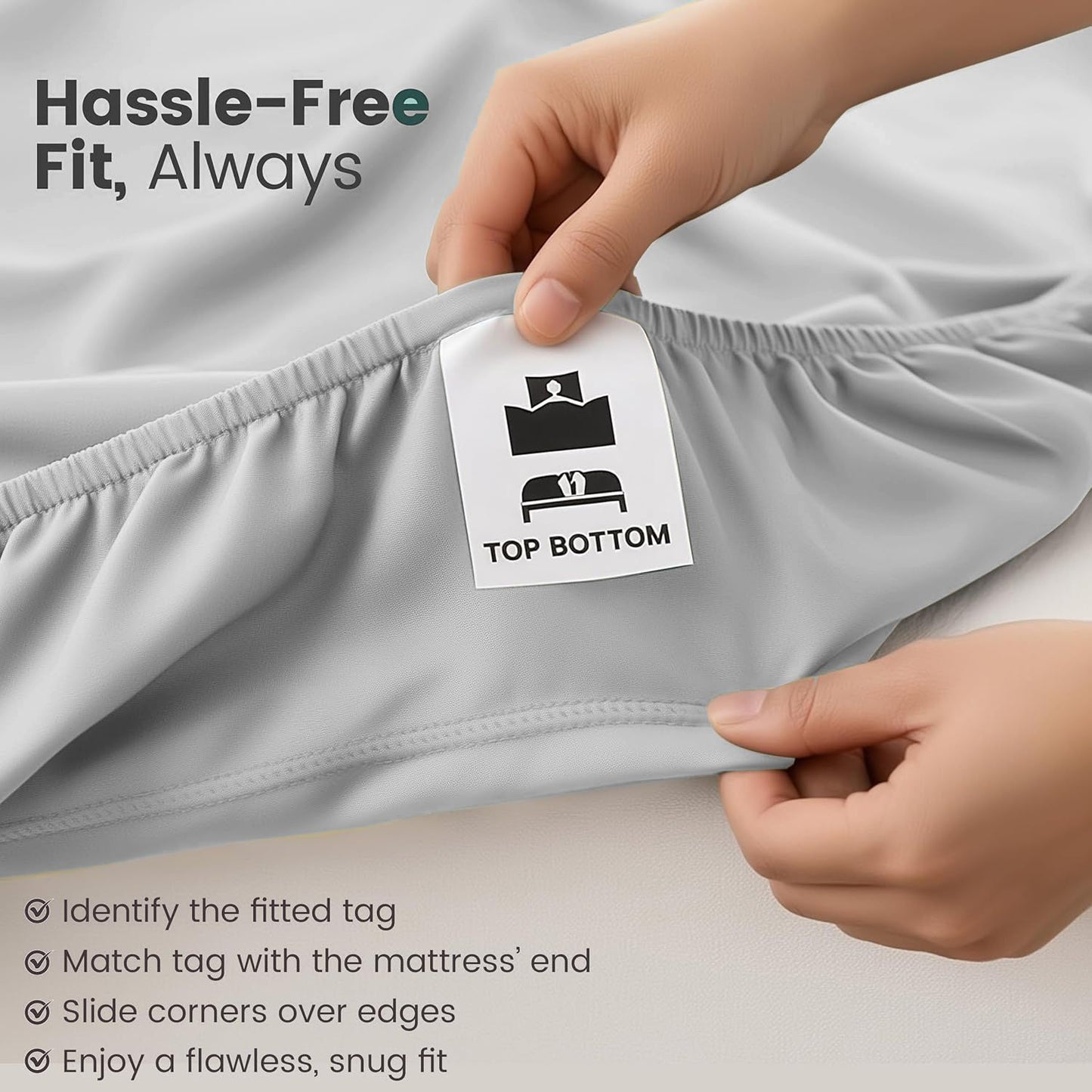 Hotel Quality Fitted Sheet - 1 Piece Fitted Sheet  -Breathable Bedding - Wrinkle, Fade, Stain Resistant- 16inch/40cm Deep Pocket Fitted Bed Sheet-Wrinkle and Fade Resistant,(Silver-gray,Super King)