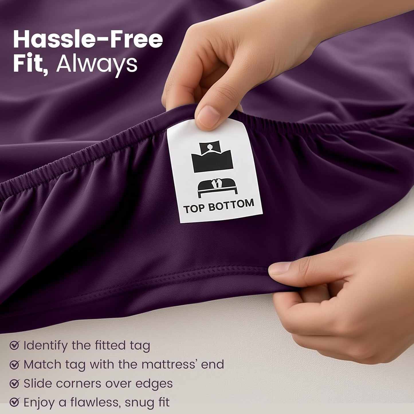 Hotel Quality Fitted Sheet - 1 Piece Fitted Sheet  -Breathable Bedding - Wrinkle, Fade, Stain Resistant- 16inch/40cm Deep Pocket Fitted Bed Sheet-Wrinkle and Fade Resistant,(Purple,Super King)
