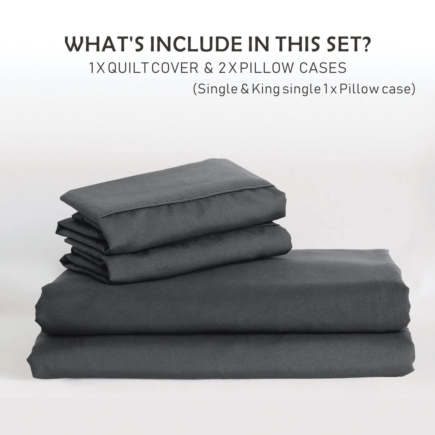3 Piece Hotel Soft Microfiber Quilt Cover Set-2000TC Duvet/Donna Cover Set & Pillowcases -1 Quilt Cover Zipper Closure & 1 x Pillowcases-Breathable Bedding - Wrinkle, Fade, Stain Resistant(Dark gray,Double)