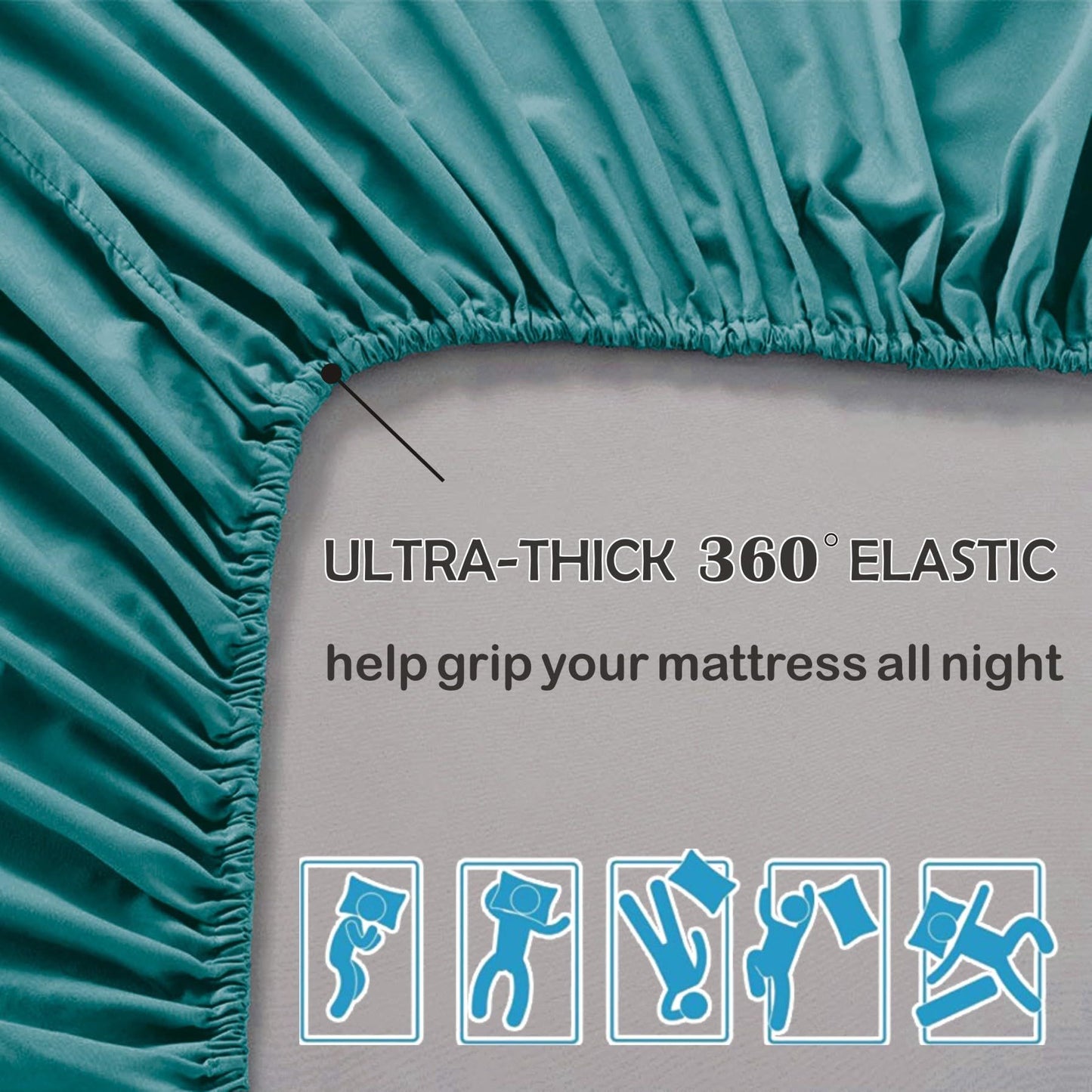 3 Piece Fitted Sheet Set- Fitted Sheet & Pillowcases -Breathable Bedding - Wrinkle, Fade, Stain Resistant- 40cm Deep Pocket Fitted Bed Sheet Set(Biscay blue,Double)