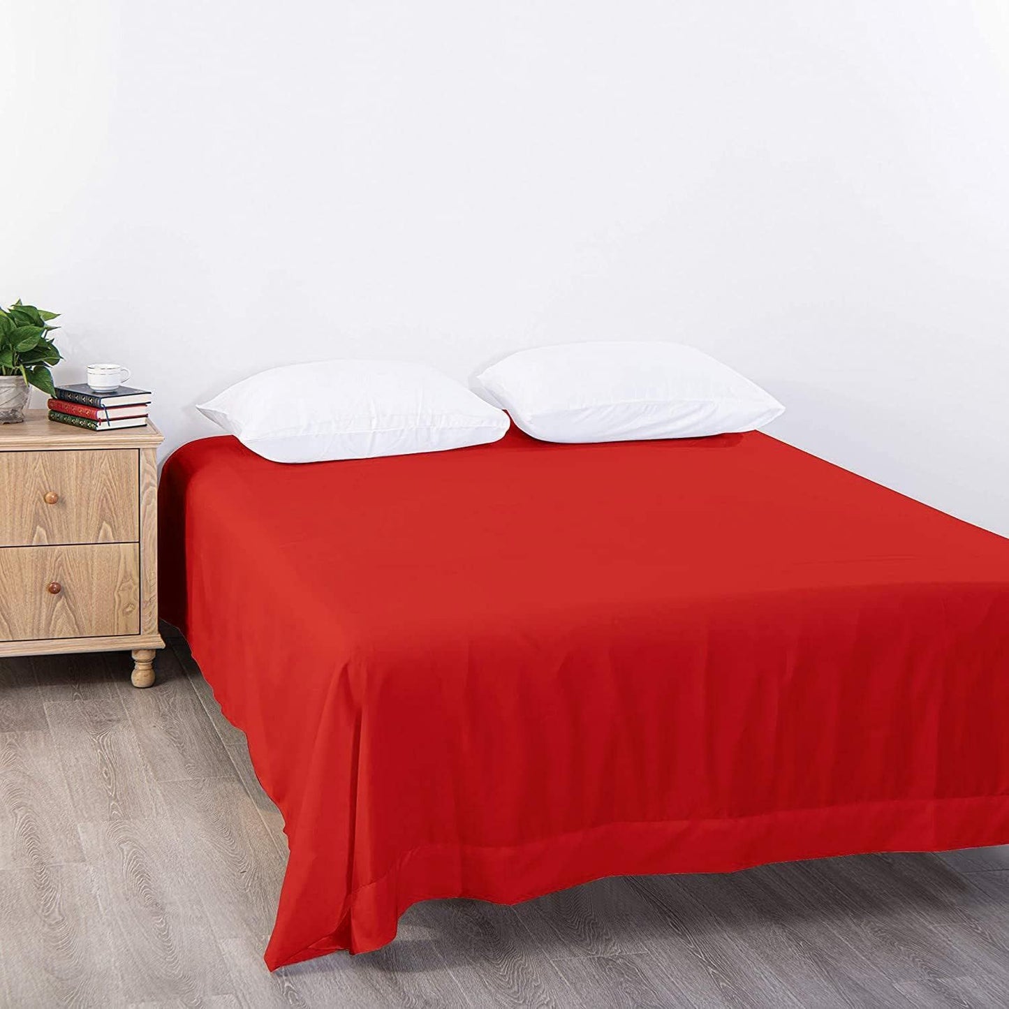 Elegant Comfort Premium Hotel Quality 1-Piece Double Flat Sheet, Luxury and Softest 2000 Thread Count Bedding Flat Sheet(Double,Red)