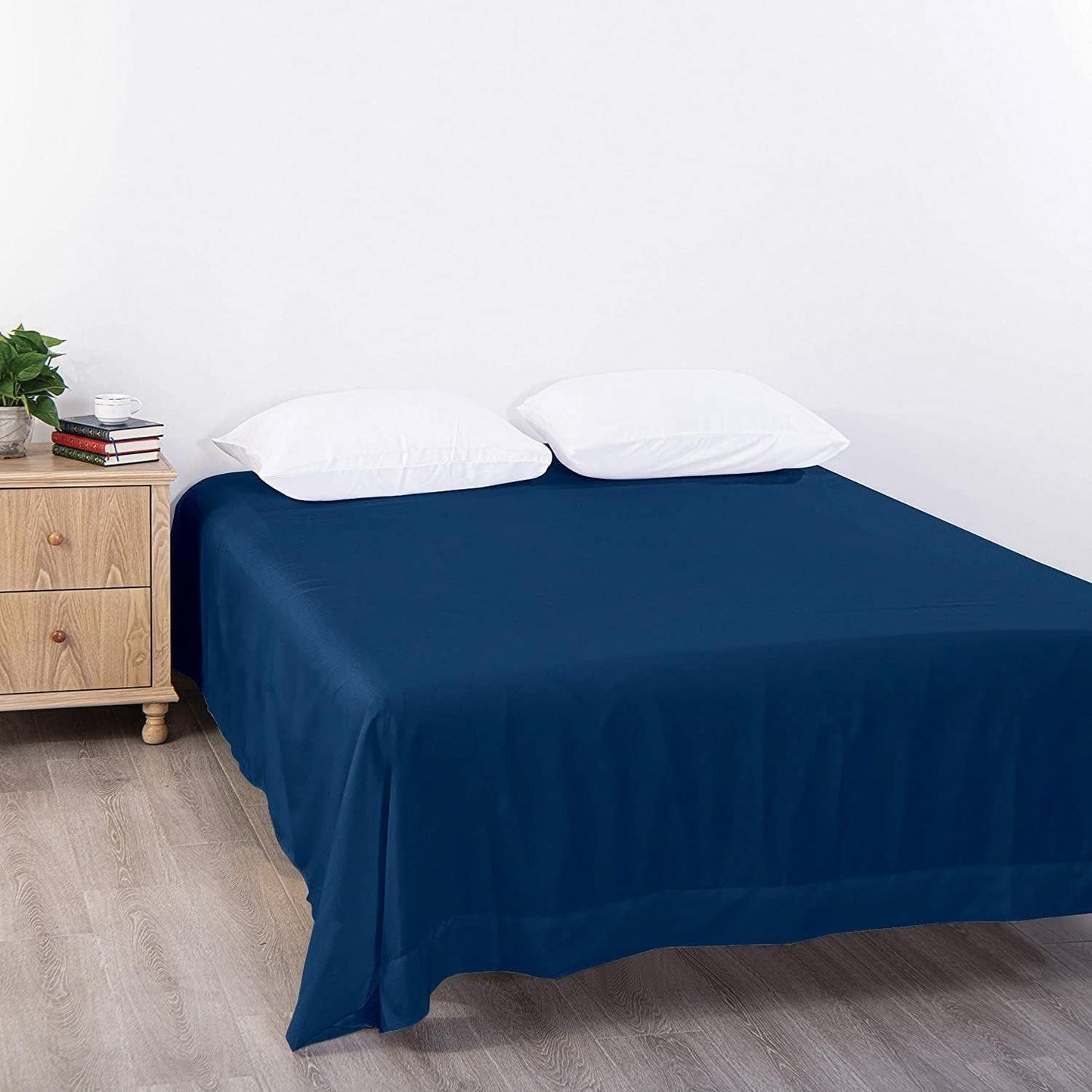 Elegant Comfort Premium Hotel Quality 1-Piece Double Flat Sheet, Luxury and Softest 2000 Thread Count Bedding Flat Sheet(Double,Navy)
