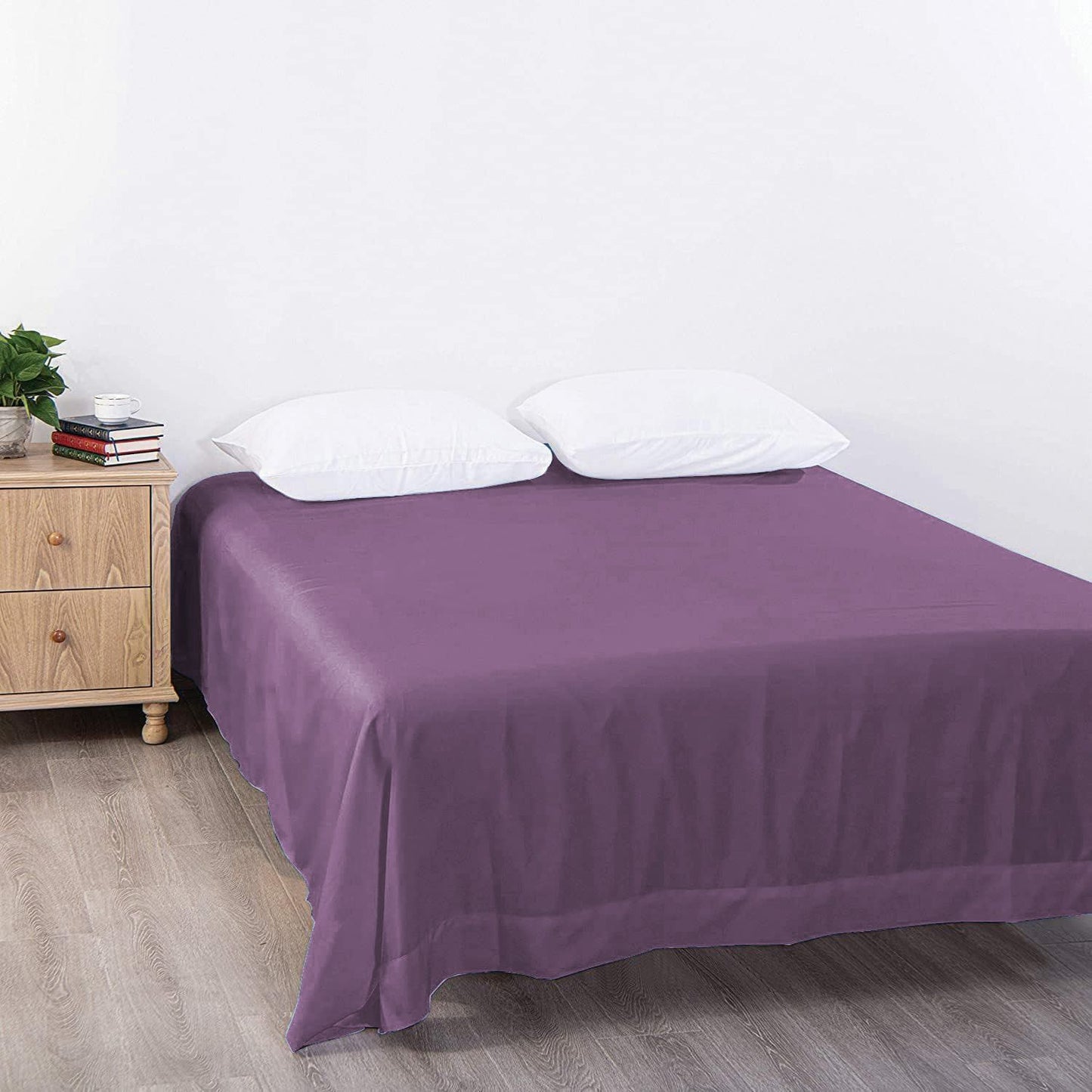 Elegant Comfort Premium Hotel Quality 1-Piece Double Flat Sheet, Luxury and Softest 2000 Thread Count Bedding Flat Sheet(Double,Purple)