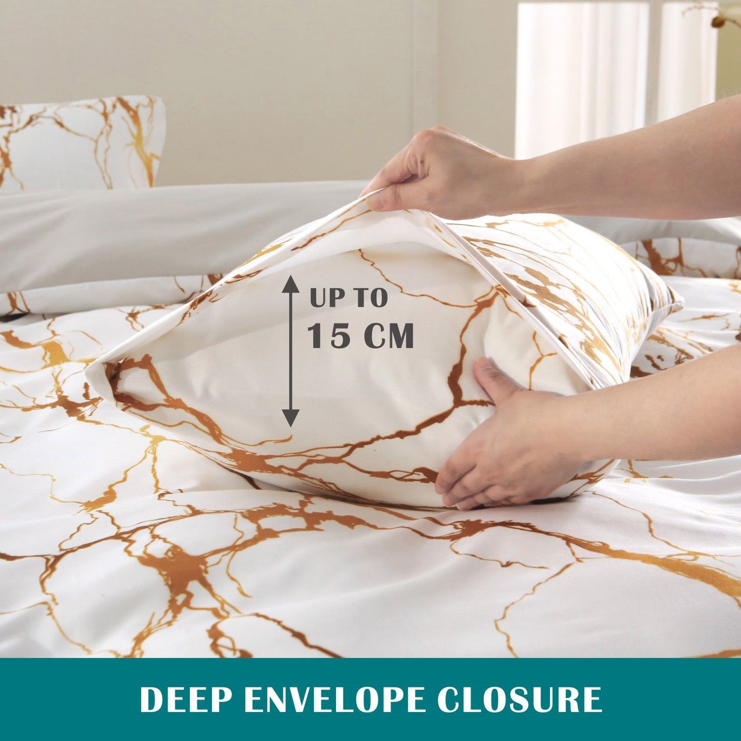 3 Piece Hotel Soft Microfiber Quilt Cover Set-2000TC Duvet/Donna Cover Set & Pillowcases -1 Quilt Cover Zipper Closure & 1 x Pillowcases-Breathable Bedding - Wrinkle, Fade, Stain Resistant(Marble Gleam,King)