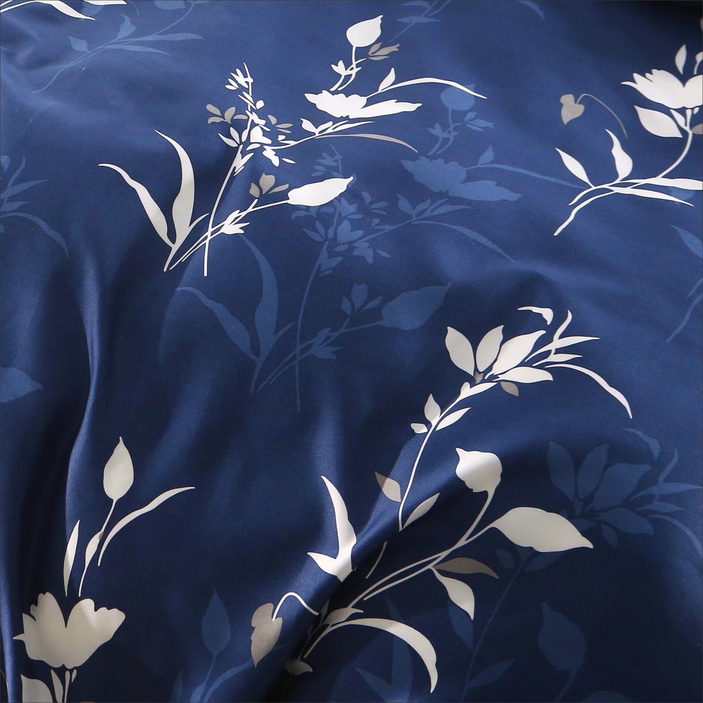 3 Piece Hotel Soft Microfiber Quilt Cover Set-2000TC Duvet/Donna Cover Set & Pillowcases -1 Quilt Cover Zipper Closure & 1 x Pillowcases-Breathable Bedding - Wrinkle, Fade, Stain Resistant(Navy Floral,King)