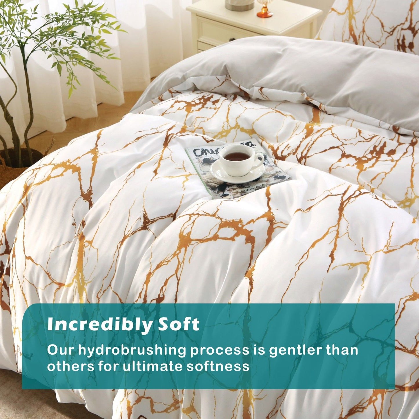3 Piece Hotel Soft Microfiber Quilt Cover Set-2000TC Duvet/Donna Cover Set & Pillowcases -1 Quilt Cover Zipper Closure & 1 x Pillowcases-Breathable Bedding - Wrinkle, Fade, Stain Resistant(Modern Geometric,King)