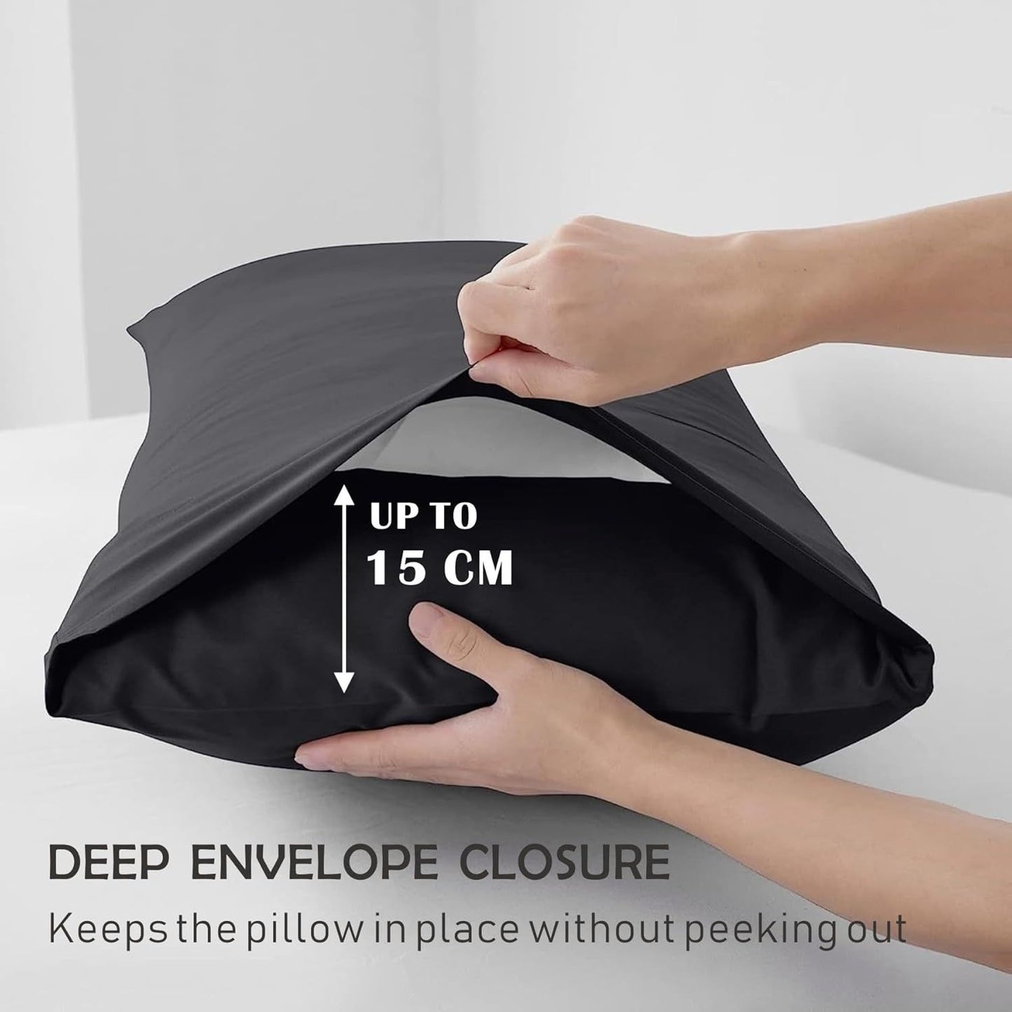 3 Piece Fitted Sheet Set- Fitted Sheet & Pillowcases -Breathable Bedding - Wrinkle, Fade, Stain Resistant- 40cm Deep Pocket Fitted Bed Sheet Set(Black,King)