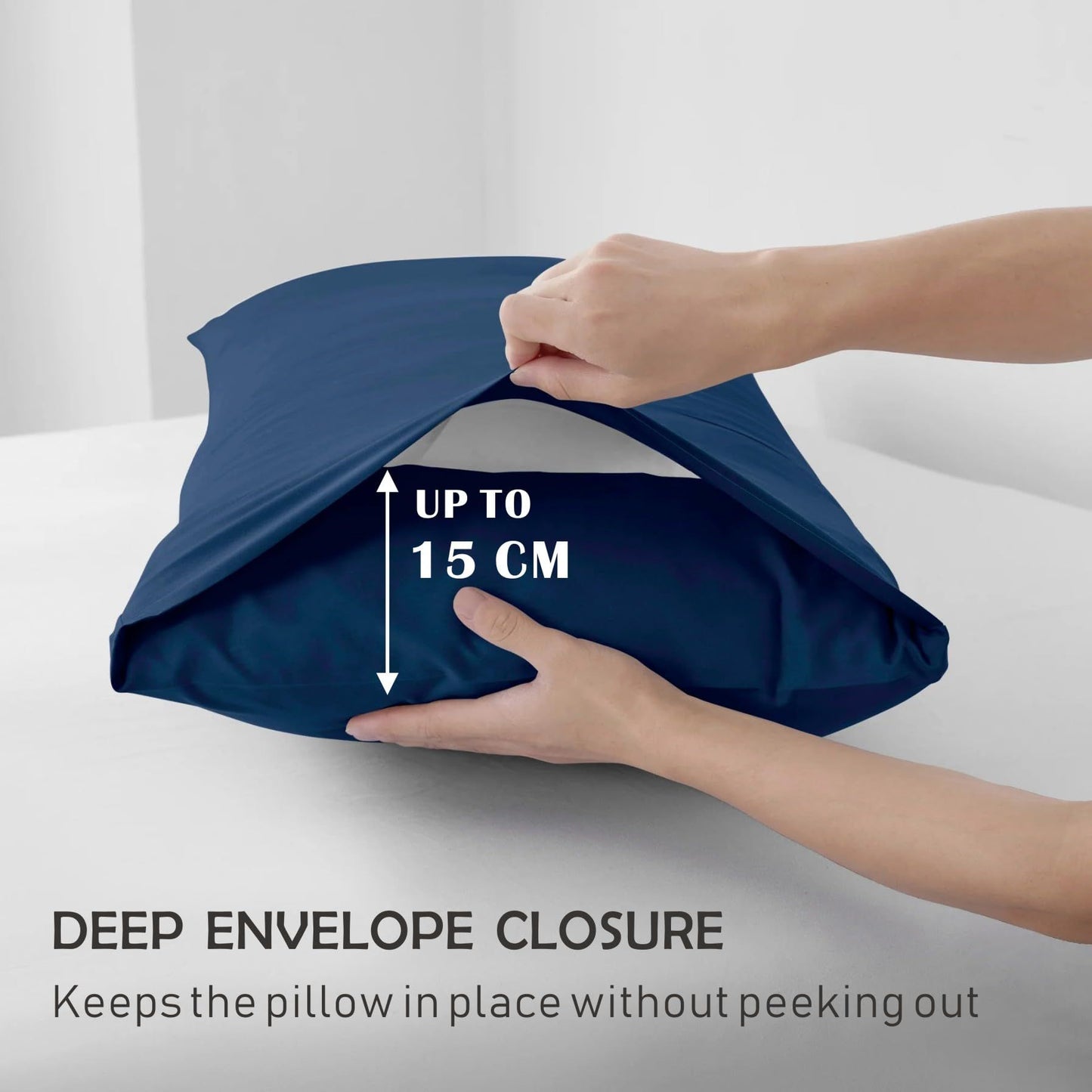 3 Piece Fitted Sheet Set- Fitted Sheet & Pillowcases -Breathable Bedding - Wrinkle, Fade, Stain Resistant- 40cm Deep Pocket Fitted Bed Sheet Set(Navy,King)