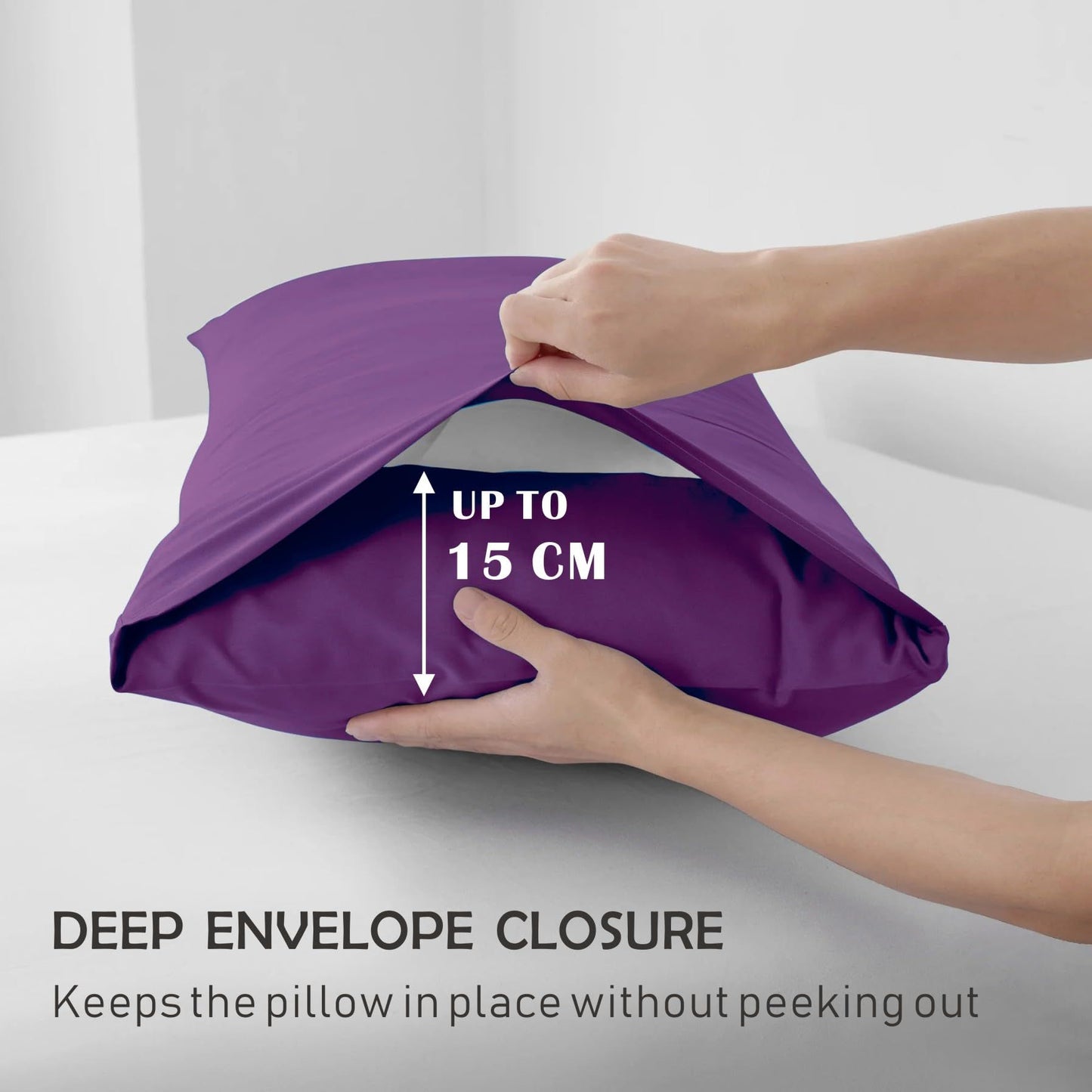 3 Piece Fitted Sheet Set- Fitted Sheet & Pillowcases -Breathable Bedding - Wrinkle, Fade, Stain Resistant- 40cm Deep Pocket Fitted Bed Sheet Set(Purple,King)