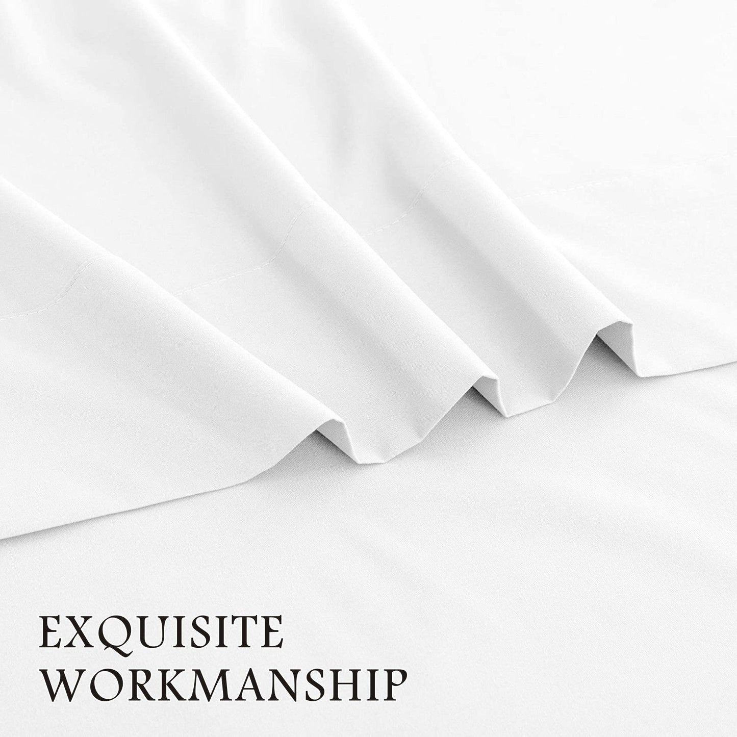 4 Piece Bed Sheet Set- Bedding Sheets & Pillowcases -Breathable Bedding - Wrinkle, Fade, Stain Resistant-Deep Pocket Flat Fitted Bed Sheet Set(White,King)